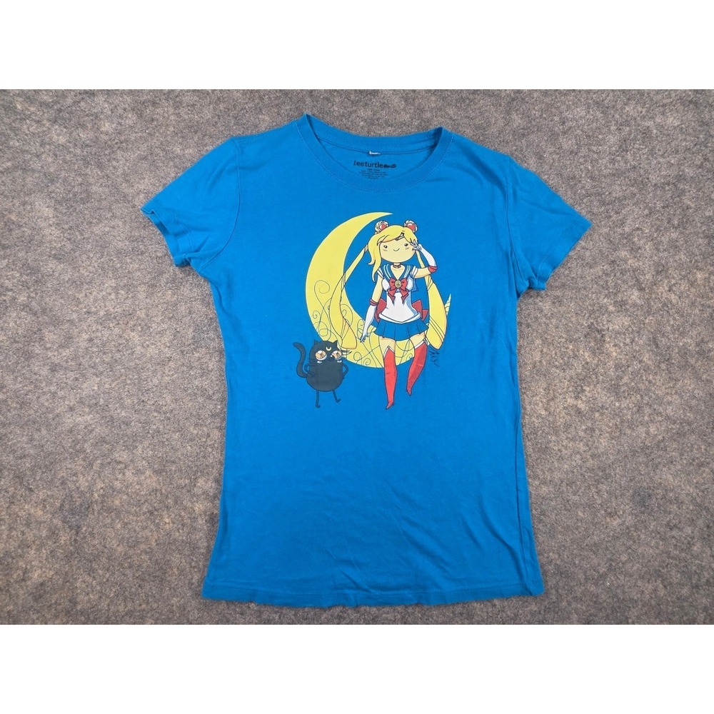 TeeTurtle Sailor Moon Inspired Graphic T-Shirt Blue Cotton Womens Medium